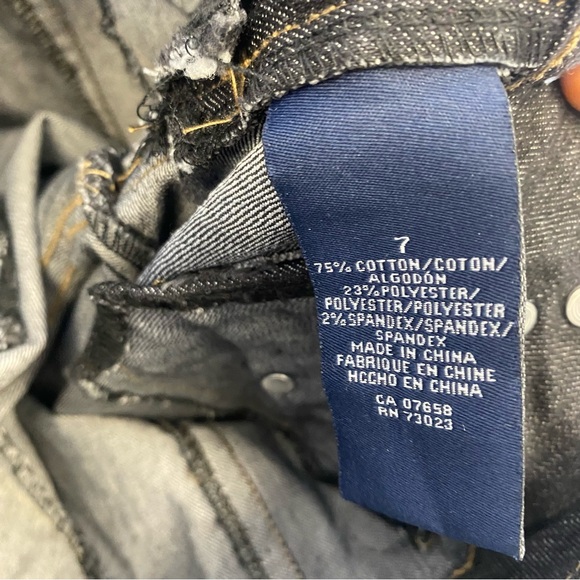 Vintage Y2k Streetwear Society Low Rise Pocket Front Dark Denim Jeans Size 7 - Picture 5 of 6